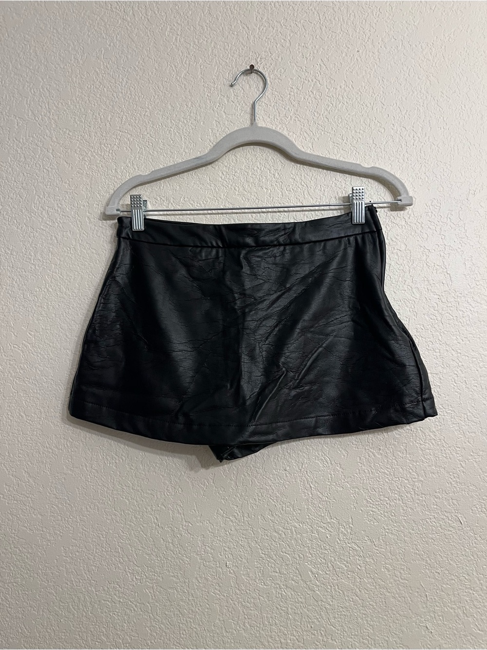 Micro leather-like Altar'd State Black Faux Leather Skort Shorts
